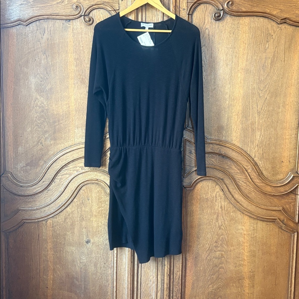MICHAEL STARS Black Hally Asymmetric Long Sleeve Knit Dress NEW - Picture 2 of 12